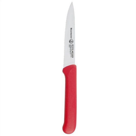 COUTEAU D'APPARAT PETITE MESSER 10 CM ROUGE À LAME DENTÉE